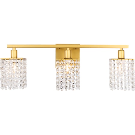 Phineas 3 Light Brass And Clear Crystals Wall Sconce